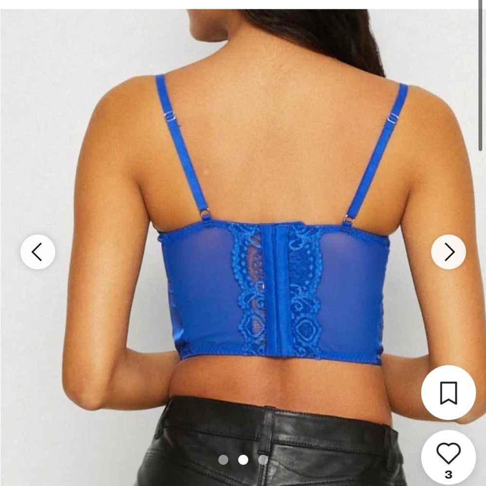 BDG Urban Outfitters Royal Blue Lace and Satin Corset Crop Top Size small - Picture 3 of 9